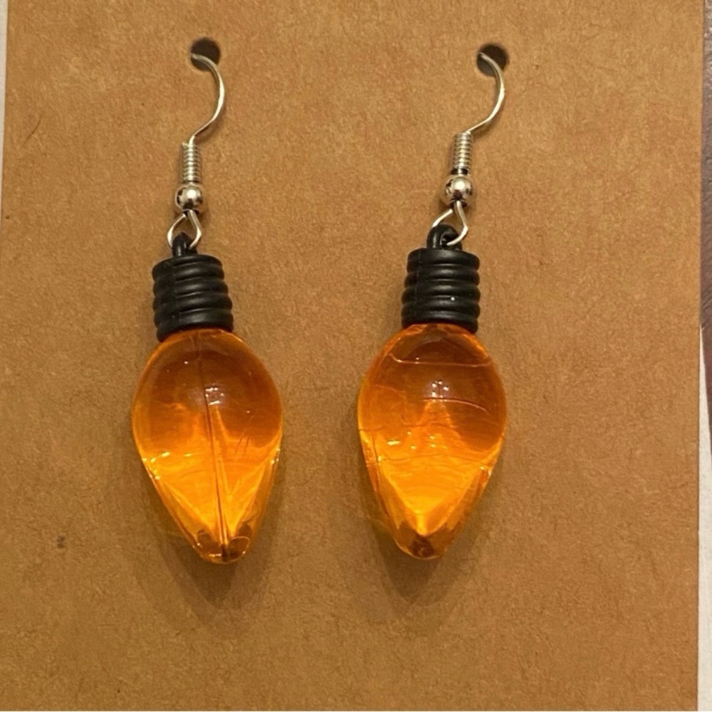 Yellow Christmas Light Bulb Dangle Earrings